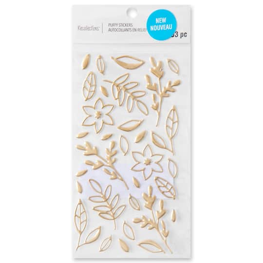 12 Pack: Gold Flower Puffy Stickers by Recollections™